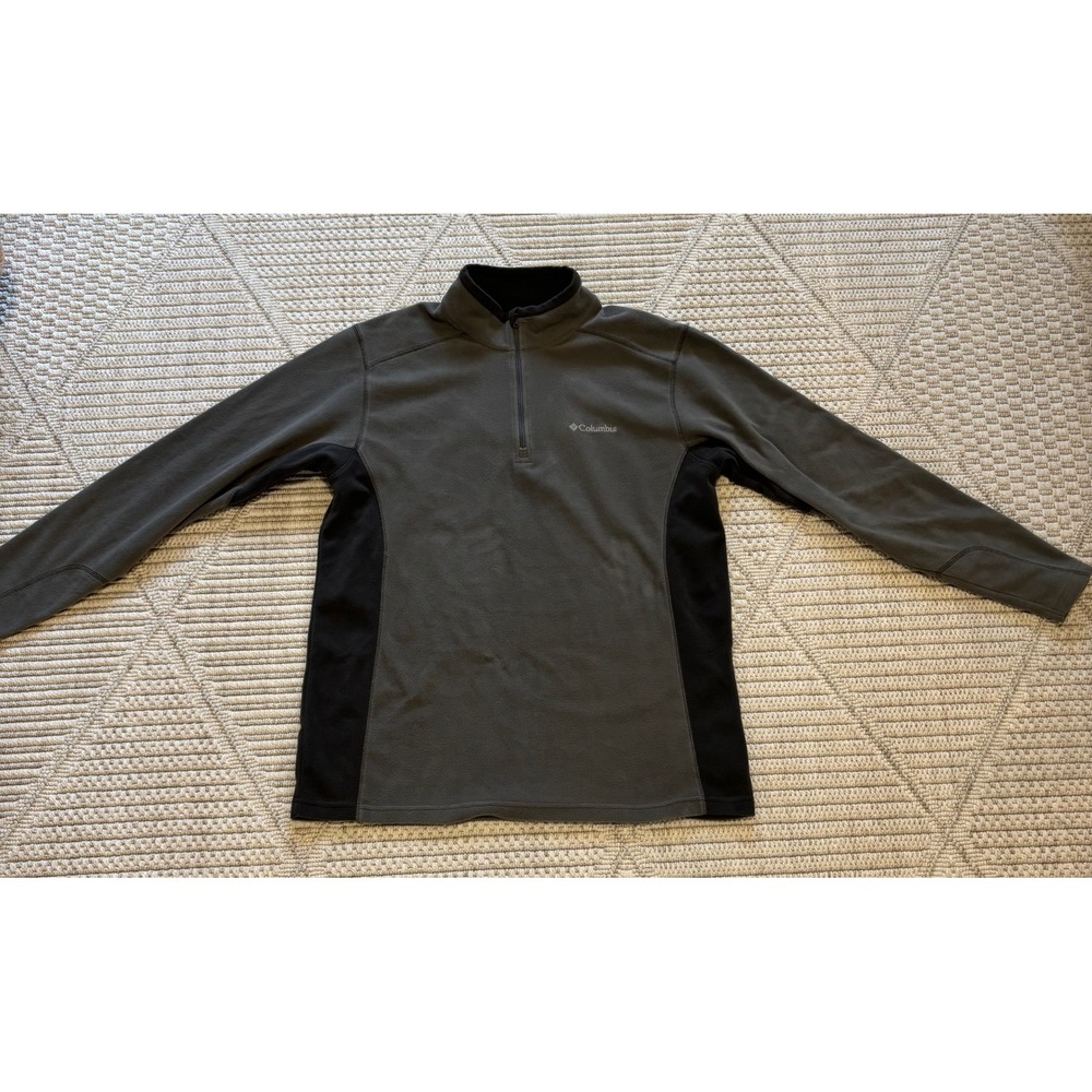 Columbia 2 Tone Gray Long Sleeve 1/4 Zip Fleece Pullover Sweatshirt Mens Size M